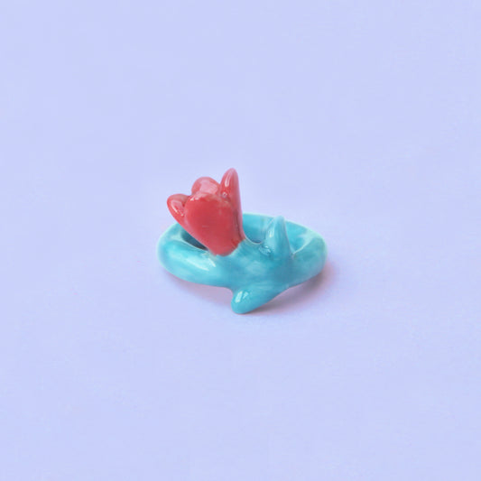Porcelain tulip flower ring