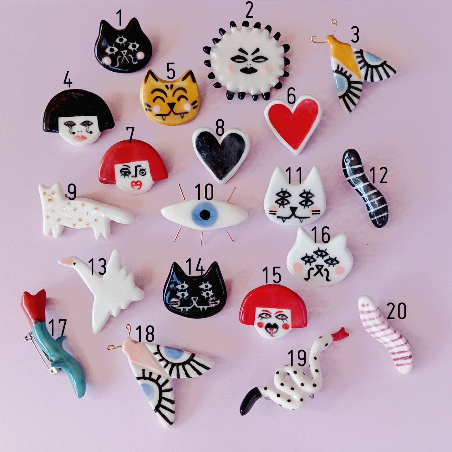 PORCELAIN BROOCHES MIX