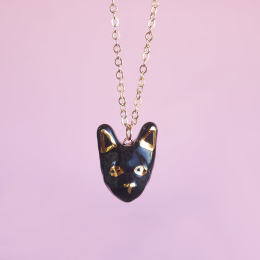 BLACK CAT - PORCELAIN NECKLACE