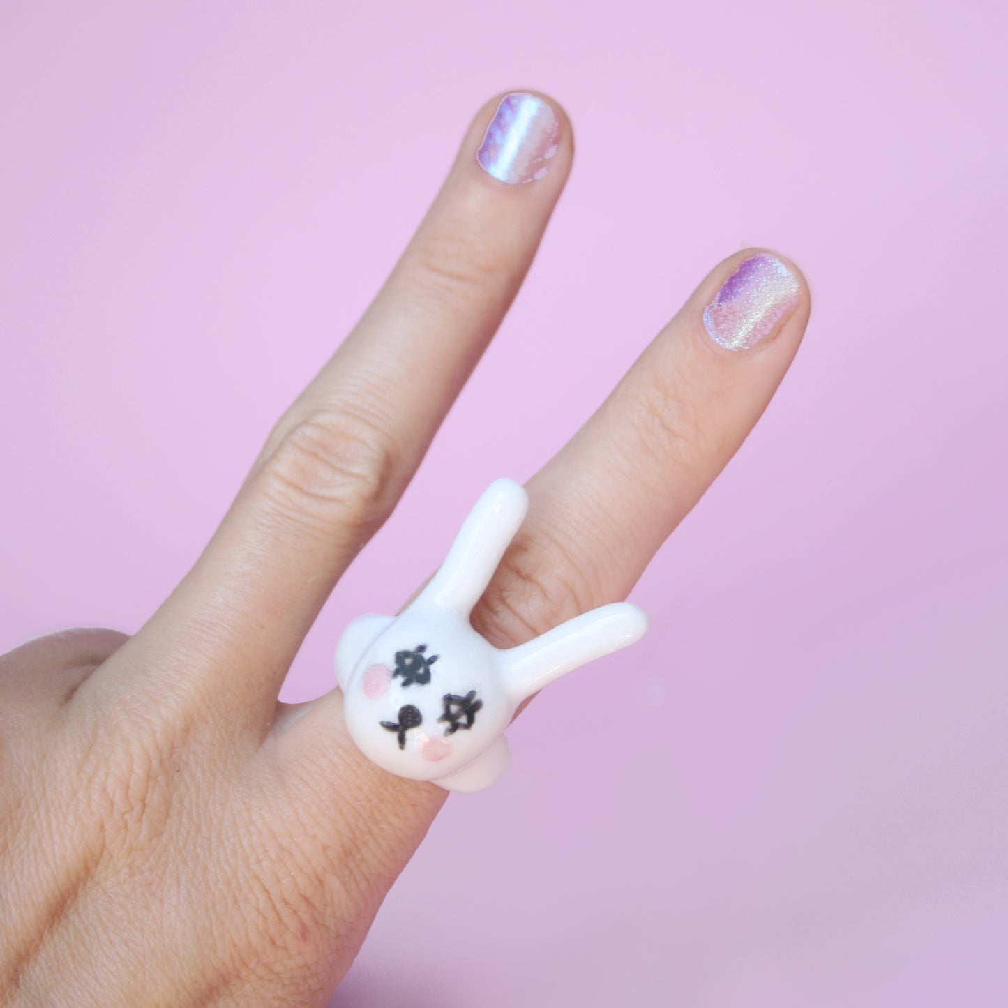 Cute bunny ring porcelain 