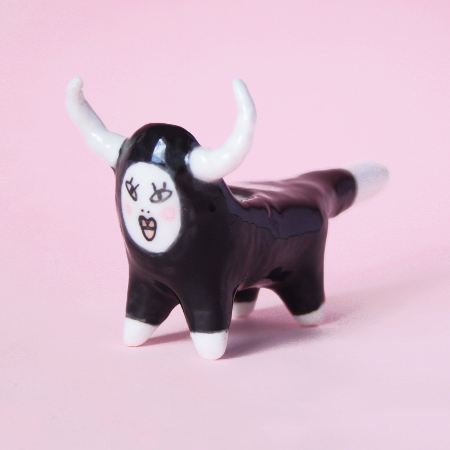 Ceramic black bull smoking pipe