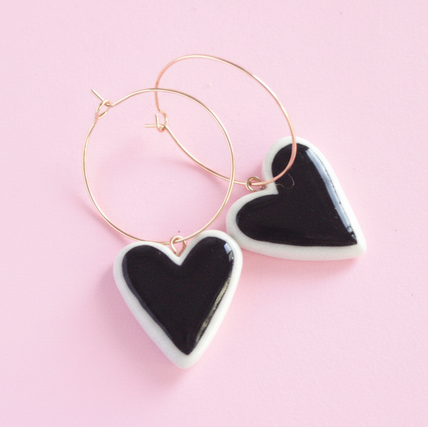 REVERSIBLE HEART HOOP EARRINGS