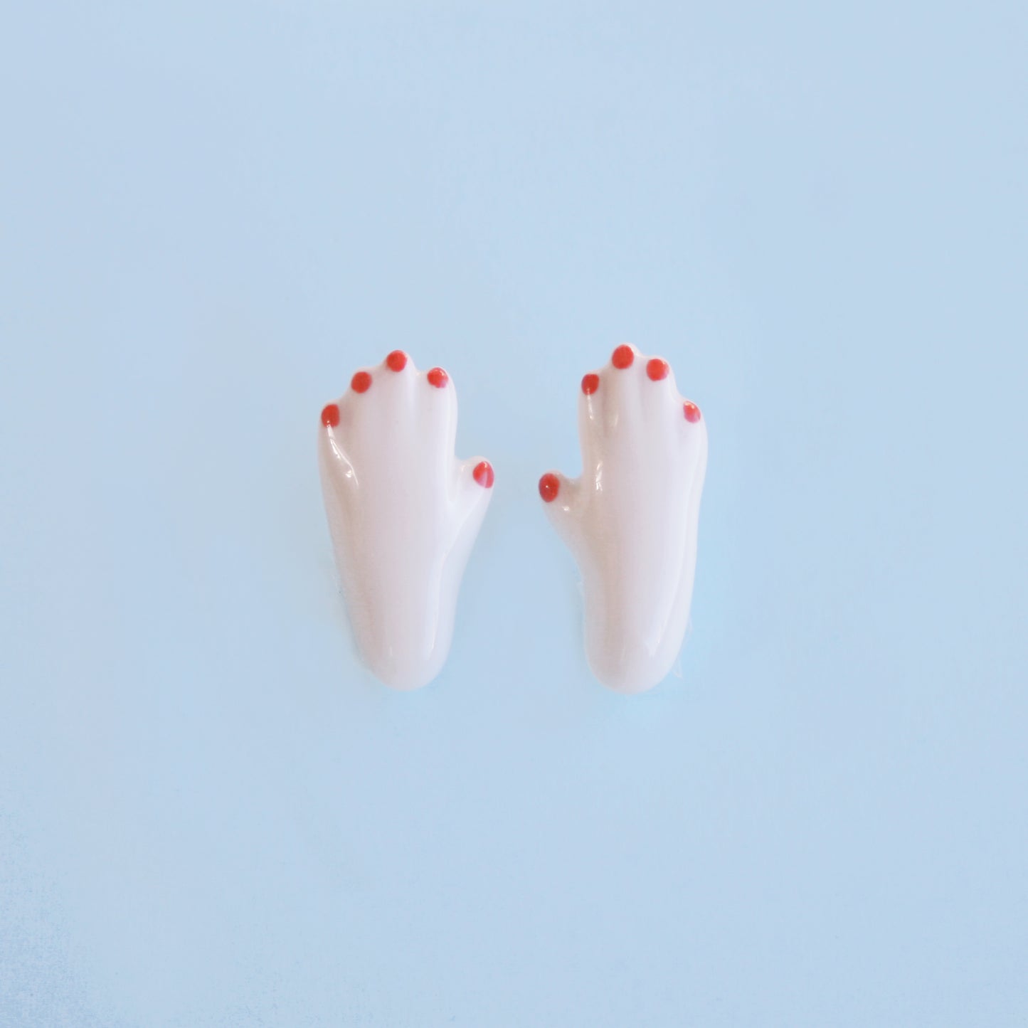 HAND EARRINGS -  PORCELAIN STUDS