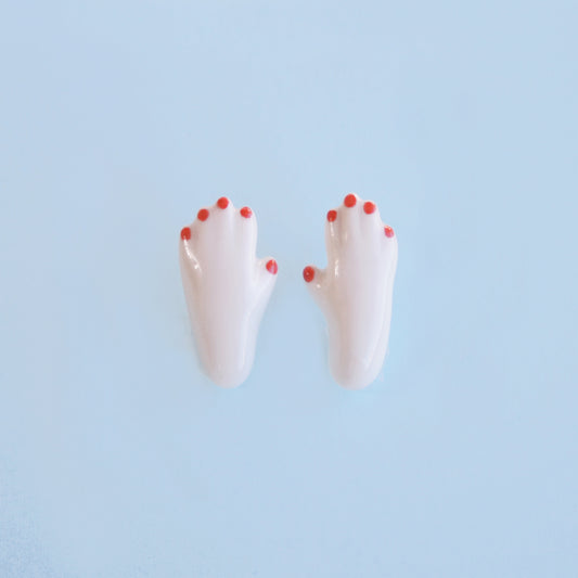 HAND EARRINGS -  PORCELAIN STUDS