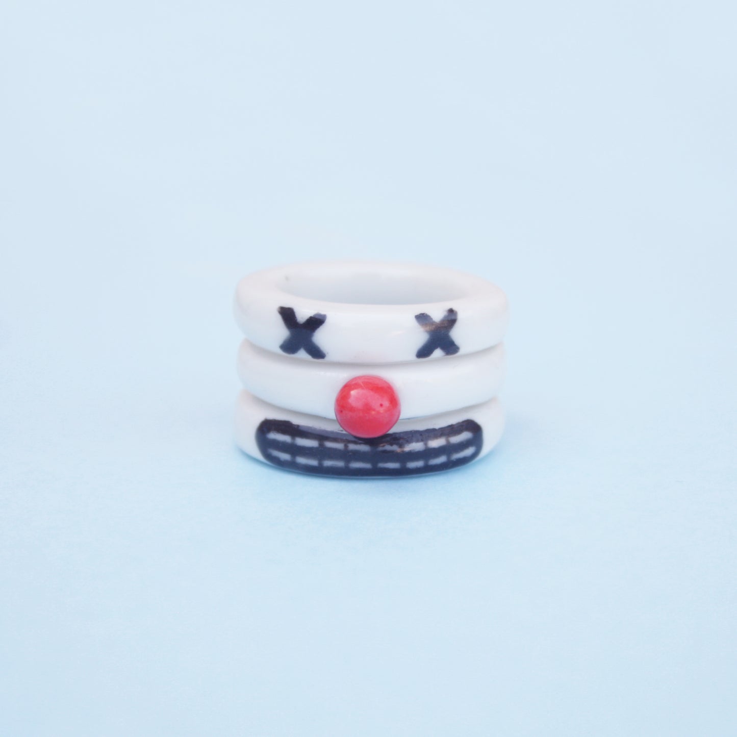 EMO CLOWN RING - PORCELAIN TRIPLE STACKING RING