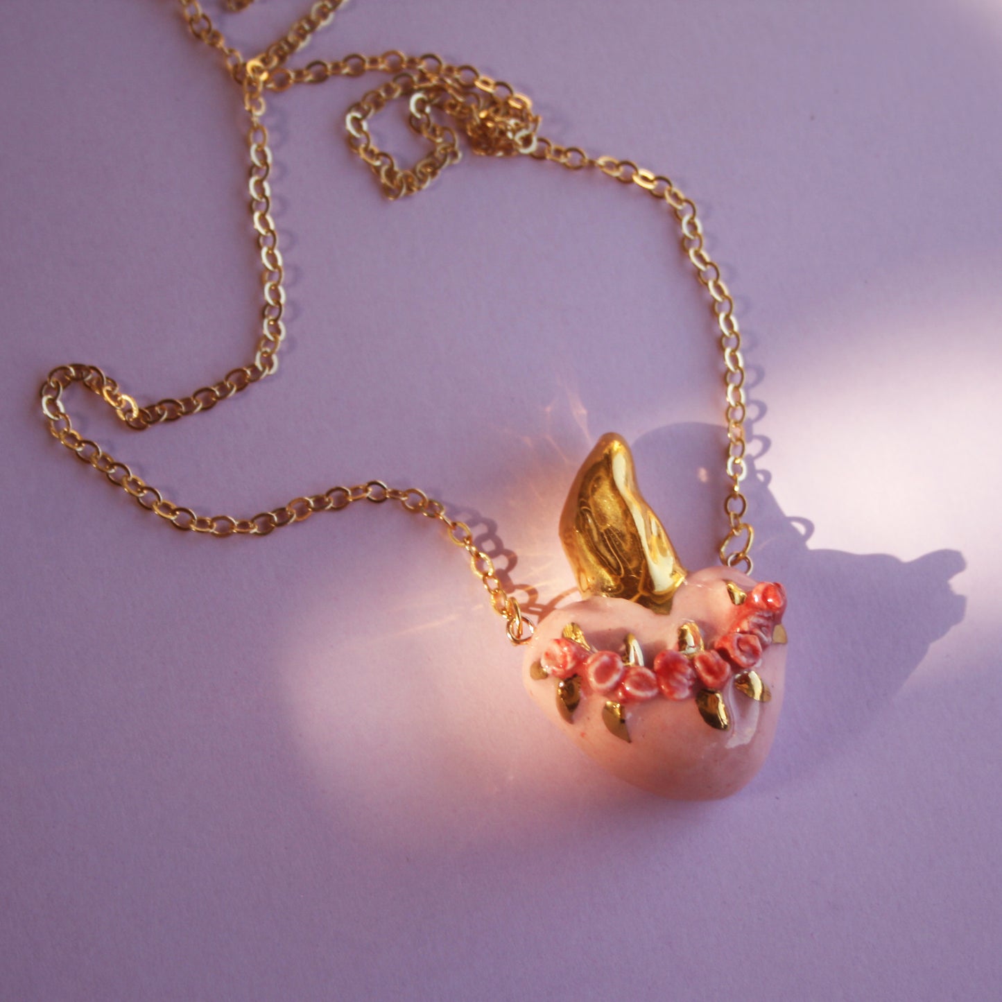 FLAMING HEART - PORCELAIN EX VOTO NECKLACE