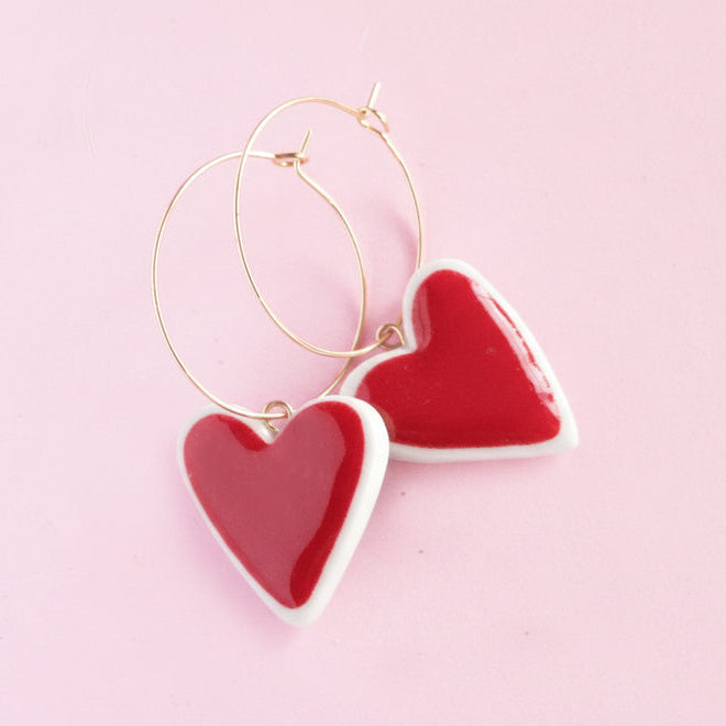 REVERSIBLE HEART HOOP EARRINGS