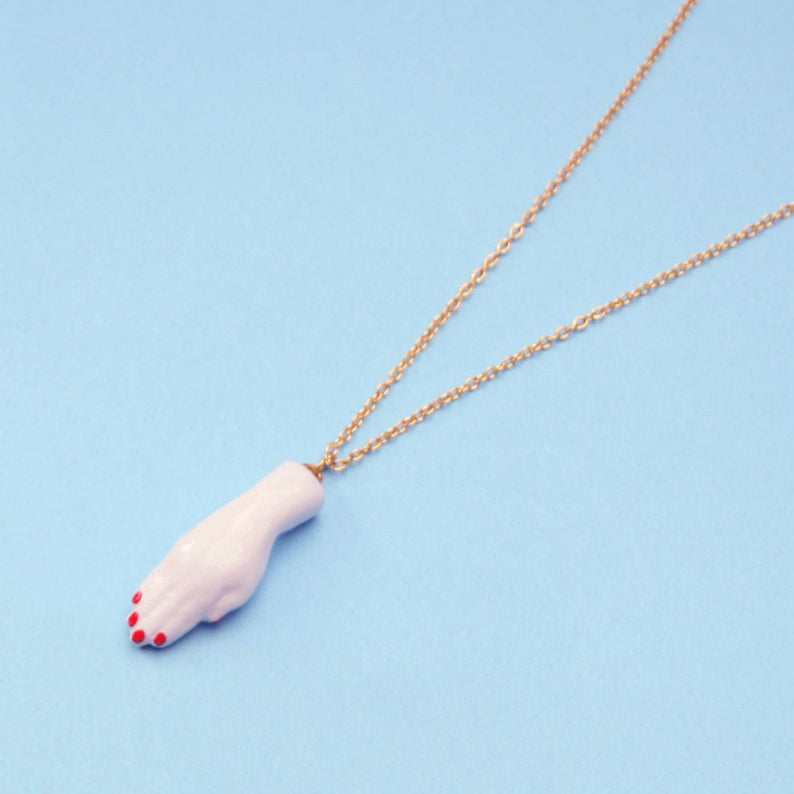 HAND - PORCELAIN CHARM NECKLACE