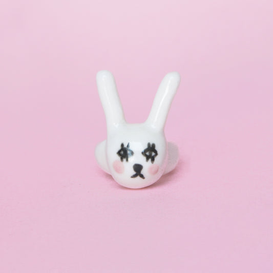 Porcelain white bunny ring