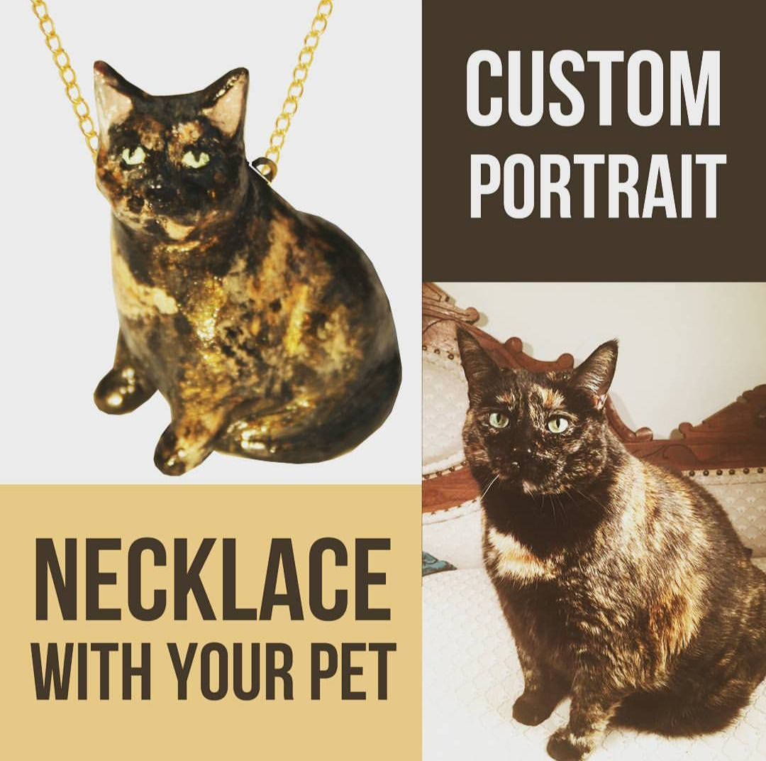 PET PORTRAIT NECKLACE / Custom Dog or Cat Pendat